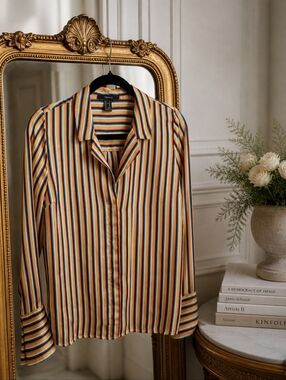 Forever 21 Multicolor Stripe Button-Up Shirt - Small